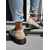 cheap Women's Slip-Ons &amp; Loafers-Women's Beige Suede Lug Sole Loafers – Casual Slip-On Platform Shoes with Gold Buckle for Work, Travel, and Weekend Outfits