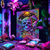 preiswerte Halloween-Wandteppiche-Schwarzlicht Wandteppich Skelett Tarotkarte Leuchtend im Dunkeln Glow Party UV reaktiv Trippy Nebelig hängender Wandteppich Wandkunst Wandmalerei für Wohnzimmer Schlafzimmer