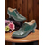 ieftine Victorian și Edwardian-Pantofi oxford verzi pentru femei, din epoca edwardiană – pantofi eleganți victoriani vintage cu toc mediu, cu șireturi și detalii brogue, perfecți pentru petreceri cu ceai, cosplay și evenimente istorice, din anii 1900-1910