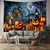 billige halloween veggtepper-Halloween Hengende Tapestry Spøkelseshus Fotografi Bakgrunn Jack O Lantern Veggkunst Stor Tapestry Mural Dekor Teppe Gardin Hjem Soverom Stue Dekorasjon Dødsbilde