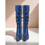 cheap Nightlife Party-Women&#039;s Blue Rhinestone Slouch Mid-Calf Boots - Pointed Toe Kitten Heel Party Boots for Nightlife and Evening Outfits