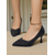 cheap Stiletto Heels-Women&#039;s Black Lace and Glitter Pointed Toe Kitten Heels – Elegant Faux Leather Dress Pumps for Office, Parties, and Evening Wear
