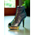 cheap Nightlife Party-Women&#039;s Green and Blue Sequin Peep-Toe Ankle Boots with Side Zipper - Sparkly High Heel Booties for Nightlife Parties and Club Events