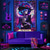 preiswerte Halloween-Wandteppiche-Schwarzlicht Wandteppich Skelett Tarotkarte Leuchtend im Dunkeln Glow Party UV reaktiv Trippy Nebelig hängender Wandteppich Wandkunst Wandmalerei für Wohnzimmer Schlafzimmer