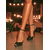 preiswerte Absatzsandalen-Dunkelgrüne Peep-Toe-High-Heels aus Lackleder für Damen – Stilettos mit Knöchelriemen für Cocktailpartys und glamouröse Abende