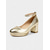 abordables Estilo Disco y Hippie de los años 70-Zapatos de tacón cuadrado con plataforma dorada para mujer, años 80: zapatos de fiesta retro con tira en el tobillo y punta redonda brillante para discotecas, bailes y cócteles.