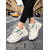 cheap Women&#039;s Sneakers-Women&#039;s Chunky White and Green Sneakers – Breathable Mesh Lace-Up Platform Trainers, Casual Sport Running Shoes for Walking, Travel and Streetwear