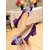 זול Block Heels-נעלי עקב קטיפה כחולות לנשים עם פפיון אבני חן - נעלי עקב מרובעות וינטג&#039; אלגנטיות למסיבות ערב, חתונות ואירועים רשמיים