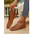 economico Stivali alla caviglia-stivaletti bassi in similpelle marrone da donna: scarpe casual minimaliste alla caviglia per l'autunno, il relax in veranda e gli outfit di tutti i giorni