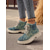 cheap Combat Boots-Women’s Tie-Dye Denim Combat Boots – Chunky Lace-Up Streetwear Ankle Boots for Fall Hiking, Farm Days &amp; Urban Outfits
