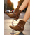 cheap Ankle Boots-Women's Brown Suede Ankle Boots with Chain and Belt Detail - Trendy Western Style Chunky Heeled Booties for Casual Wear and Fall Outings
