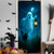 abordables Cubiertas de Puerta-Cubierta de Puerta Halloween – Fantasma Bonito y Gato Negro en Escena Nocturna Azul Banner de Entrada de Casa Embrujada Decoración Espeluznante Exterior e Interior para Dormitorio Sala de Estar Baño