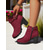 abordables Botines-Botines de ante sintético burdeos para mujer: botines de moda con tacón grueso y tira con tachuelas para looks de otoño, fiestas y compras.