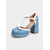 cheap 1950s-Women&#039;s Blue and White T-Strap High Heels with Bow Detail -1960s Vintage Style,Comfortable Platform Pumps for Casual, Daytime Wear and Retro Outfits.