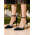 voordelige Klassieke Pumps-Zwarte satijnen stilettohakken voor dames met puntige neus, kristallen versieringen en enkelbandje - elegante feestschoenen voor cocktails en avondevenementen