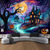 billige Veggtepper-Halloween Sortlys Veggteppe – UV Reaktiv Spøkelsessti Neonfarger Skummel Skog Scene Glød i Mørket Gotisk Bakgrunn 2025 Halloween Fest Dekorasjon