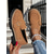 cheap Women's Slip-Ons &amp; Loafers-Women's Beige Suede Lug Sole Loafers – Casual Slip-On Platform Shoes with Gold Buckle for Work, Travel, and Weekend Outfits