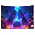 billige Veggtepper-Halloween Blacklight Tapestry Hekseslott UV Reaktiv Glød i Mørket Skog Trippy Fjell Tåke Gravlund Spøkelser Hengende Tapestry Veggkunst Mur Stue Soverom