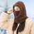 cheap Hats-1pc Women&#039;s Winter Plush Mask Hat - Elastic Face Cover with Drawstring Closure, Lightweight Warm Face Protection for Cycling Skiing Outdoor Sports, Soft Polyester Solid Color Hand Wash Only