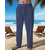 abordables Día festivo-Hombre Pantalones de lino Pantalones Pantalones de verano Pantalones de playa Correa Bolsillo Cintura elástica Plano Comodidad Transpirable Diario Playa Vacaciones Hawaiano Boho Dunkelkaki Negro
