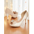 economico Décolleté Peep Toe-Scarpe con tacco a spillo in raso color champagne da donna con fiocco e strass - eleganti décolleté con tacco medio per cocktail party ed eventi formali