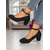 tanie Mary Jane szpilki-Damskie czerwone czółenka typu Mary Jane na klockowym obcasie - eleganckie buty z imitacji zamszu z okrągłym noskiem i paskiem przy kostce, w stylu vintage do biura, na imprezy i na co dzień