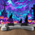 preiswerte Wandteppiche-Halloween Schwarzlicht Wandteppich Schwarze Katze UV reaktiv Leuchtet im Dunkeln Wald Trippy Bergnebel Friedhof Geist Hängender Wandteppich Wandkunst Wandmalerei für Wohnzimmer Schlafzimmer