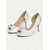 economico Décolleté Peep Toe-Scarpe con tacco a spillo in raso color champagne da donna con fiocco e strass - eleganti décolleté con tacco medio per cocktail party ed eventi formali