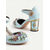 abordables Invitado a la boda-Zapatos de vestir de tacón grueso azul claro para mujer con adornos florales de piedras preciosas: elegantes zapatos de tacón con tira en el tobillo de inspiración vintage para mujer, ideales para