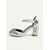 abordables Invitado a la boda-Zapatos de vestir de tacón grueso azul claro para mujer con adornos florales de piedras preciosas: elegantes zapatos de tacón con tira en el tobillo de inspiración vintage para mujer, ideales para