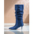 cheap Nightlife Party-Women&#039;s Blue Rhinestone Slouch Mid-Calf Boots - Pointed Toe Kitten Heel Party Boots for Nightlife and Evening Outfits