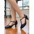 ieftine Pantofi Dans Latin-Pantofi de dans negri pentru femei cu bareta T - tocuri confortabile cu vârful închis și cataramă reglabilă pentru dansuri latino, pantofi de performanță profesională pentru salsa, tango și sesiuni de