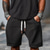 abordables Ensembles de t-shirts basiques pour hommes-Homme Ensembles T-shirt Tenues 2 pièces Ensemble Short Manche Courte Col en V Été Uni Mode Occasionnel 2 pièces Vacances Tenue quotidienne Sortir Noir T-shirt haut de gamme pour homme