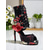 cheap Dance Boots-Women&#039;s Floral Dance Boots - Satin Peep Toe High Heel Professional Latin Ballroom Shoes with Elegant Rose Print, Ideal for Salsa, Tango and Stage Performances