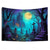 billige Veggtepper-Halloween Svartlysvev Gravplass UV Reaktiv Glød i Mørket Skog Trippy Fjell Tåkete Gravlund Spøkelse Hengende Tapestry Veggkunst Mural Stue Soverom