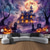 cheap Halloween Wall Tapestries-Halloween Blacklight Tapestry Haunted House UV Reactive Glow in the Dark Forest Trippy Mountain Misty Graveyard Ghost Hanging Tapestry Wall Art Mural for Living Room Bedroom