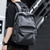 cheap Fashion Backpacks-Men's Black Faux Leather Laptop Backpack with Large Capacity, Multi-Compartment Travel and Work Bag for Business, School, and Daily Use