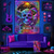 preiswerte Halloween-Wandteppiche-Schwarzlicht Wandteppich Skelett Tarotkarte Leuchtend im Dunkeln Glow Party UV reaktiv Trippy Nebelig hängender Wandteppich Wandkunst Wandmalerei für Wohnzimmer Schlafzimmer