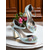 abordables Invitado a la boda-Zapatos de vestir de tacón grueso azul claro para mujer con adornos florales de piedras preciosas: elegantes zapatos de tacón con tira en el tobillo de inspiración vintage para mujer, ideales para