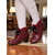 cheap 1950s-Women&#039;s 1900s Victorian-Inspired Burgundy Ankle Boots – Faux Leather Lace-Up Heeled Booties with Ribbon Bow for Daily Wear &amp; Vintage Outfits