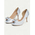 economico Décolleté Peep Toe-Scarpe con tacco a spillo in raso color champagne da donna con fiocco e strass - eleganti décolleté con tacco medio per cocktail party ed eventi formali