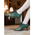 ieftine Victorian și Edwardian-Pantofi oxford verzi pentru femei, din epoca edwardiană – pantofi eleganți victoriani vintage cu toc mediu, cu șireturi și detalii brogue, perfecți pentru petreceri cu ceai, cosplay și evenimente istorice, din anii 1900-1910