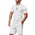 abordables Ensembles de t-shirts basiques pour hommes-Homme Chemise gaufrée Ensembles T-shirt Tenues 2 pièces Ensemble Short Manche Courte Col ras du cou Été Printemps Uni Mode Occasionnel 2 pièces Vacances Tenue quotidienne Sortir Noir Blanche Bleu Roi