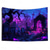 billige Veggtepper-Halloween Svartlysvev Gravplass UV Reaktiv Glød i Mørket Skog Trippy Fjell Tåkete Gravlund Spøkelse Hengende Tapestry Veggkunst Mural Stue Soverom