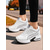 abordables Baskets femme-Baskets de course épaisses noires et grises pour femmes – Baskets à lacets en mesh respirant, chaussures de marche sportives décontractées pour la salle de sport, les voyages et le quotidien