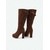 abordables Botas con plataforma-Botas de plataforma hasta la rodilla de gamuza para mujer con cremallera ancha ajustable en la pantorrilla, botas de moda con tacón de bloque para ropa urbana