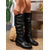 preiswerte Slouch-Stiefel-dunkelbraune kniehohe Damen-Slouch-Stiefel aus Kunstleder – stylische Stiefel mit niedrigem Absatz für Herbst- und Winter-Outfits