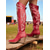 abordables Cowboy y botas occidentales-Botas vaqueras marrones por encima de la rodilla para mujer: botas vaqueras bordadas de piel sintética con punta puntiaguda y tacón de bloque para un estilo urbano, atuendos casuales de otoño e