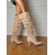 abordables Botas holgadas-Botas altas hasta la rodilla para mujer con diseño de pierna ancha, estilo convertible sobre la rodilla, botas de tacón de aguja con punta de gamuza para atuendos casuales de moda urbana.