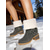 abordables Bottes de neige et d'hiver-Bottines en similicuir pour femme avec revers et boucle en peau lainée – bottines d'hiver décontractées à talons épais pour l'extérieur, les voyages et les tenues douillettes